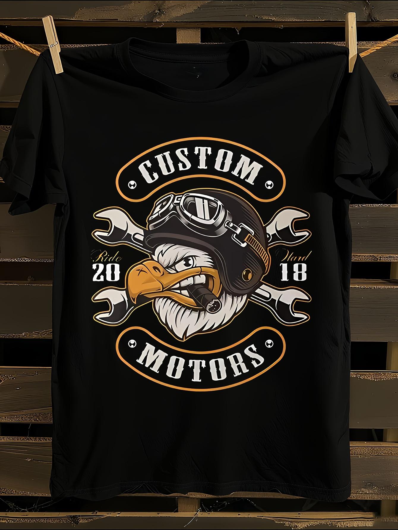 Black Motorcycle Skull 3D Printed Biker Graphic Tshirt M