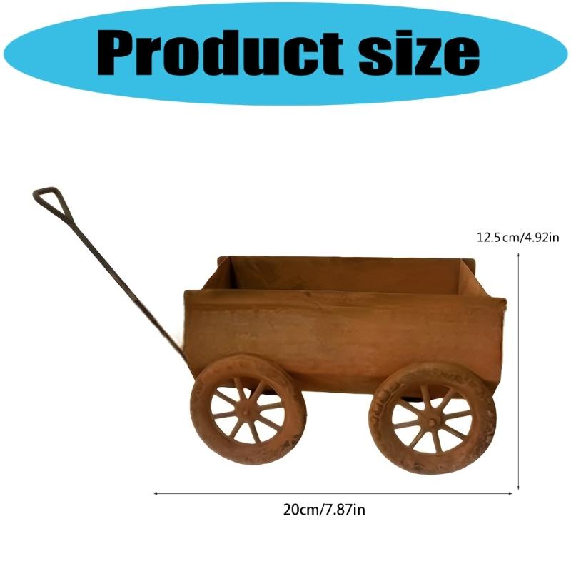 Rezavý vozík Kovaný vozík Retro Starý květináč Venkovní zahradní stojan na květiny Kreativní dekorace