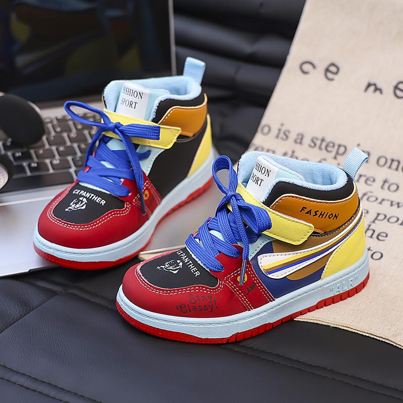Children's high-top mandarin duck shoes 2025 autumn new fashion boys handsome board shoes girls foreign doll sports shoes