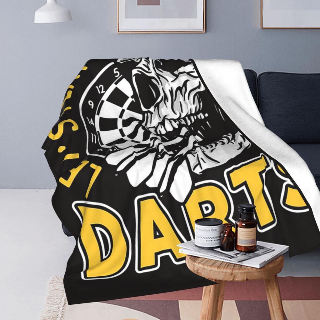Lasst uns Darts spielen Totenkopf Dartscheibe Pfeil Decke Fleece Sofa Überwurfdecke Multifunktion für Couch Büro Überwürfe Bettdecke Steppdecke