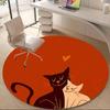 1PC Cat Love Office Round Area Rug,  Mat Suitable ForOffice, Under Office Chairs Bedroom Living Room Home Decor, Room Deco