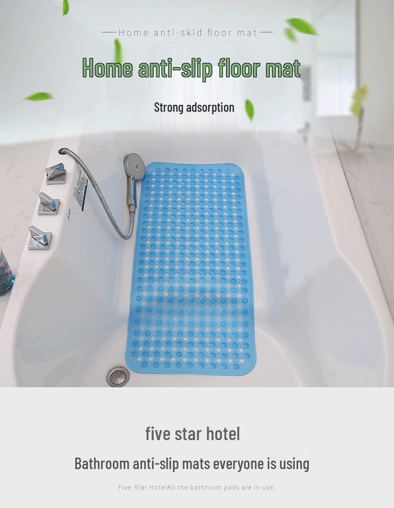 Transparent PVC Anti-slip Bathroom Mat with Suction Cups - Large Diamond Design for Fast Draining