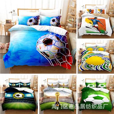 Football 3D Digital Printing Kit World Cup Quilt Set Three-Piece Set
