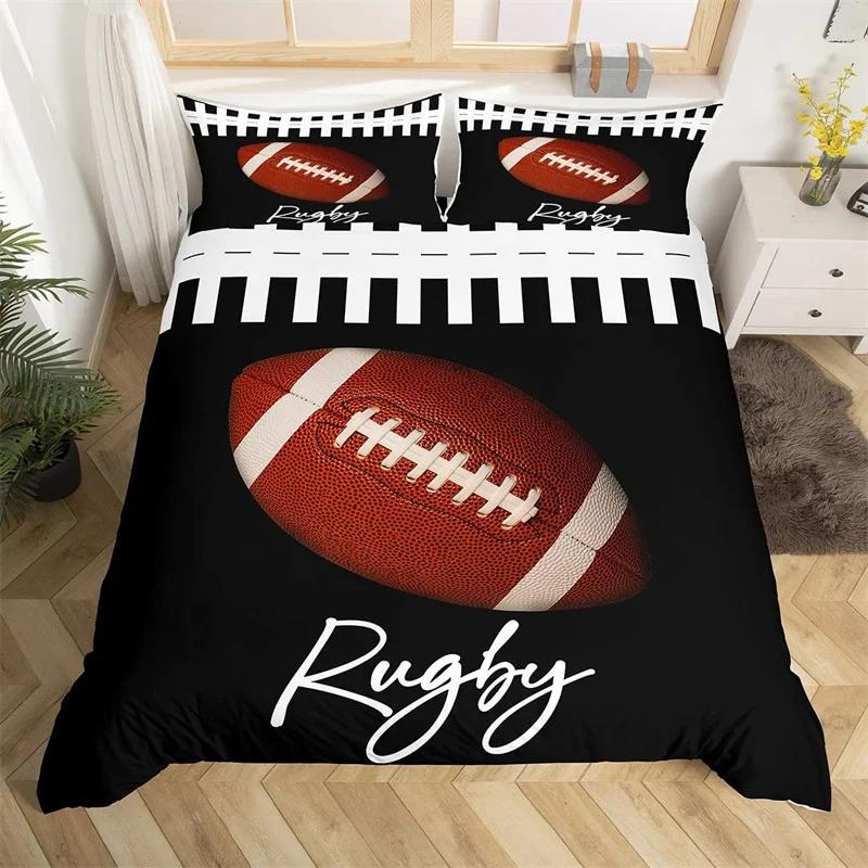 Comforter Soccer Sports Football Game Geometric Pattern Bedding Set For Kids Boys Girls Microfiber Ball Gaming