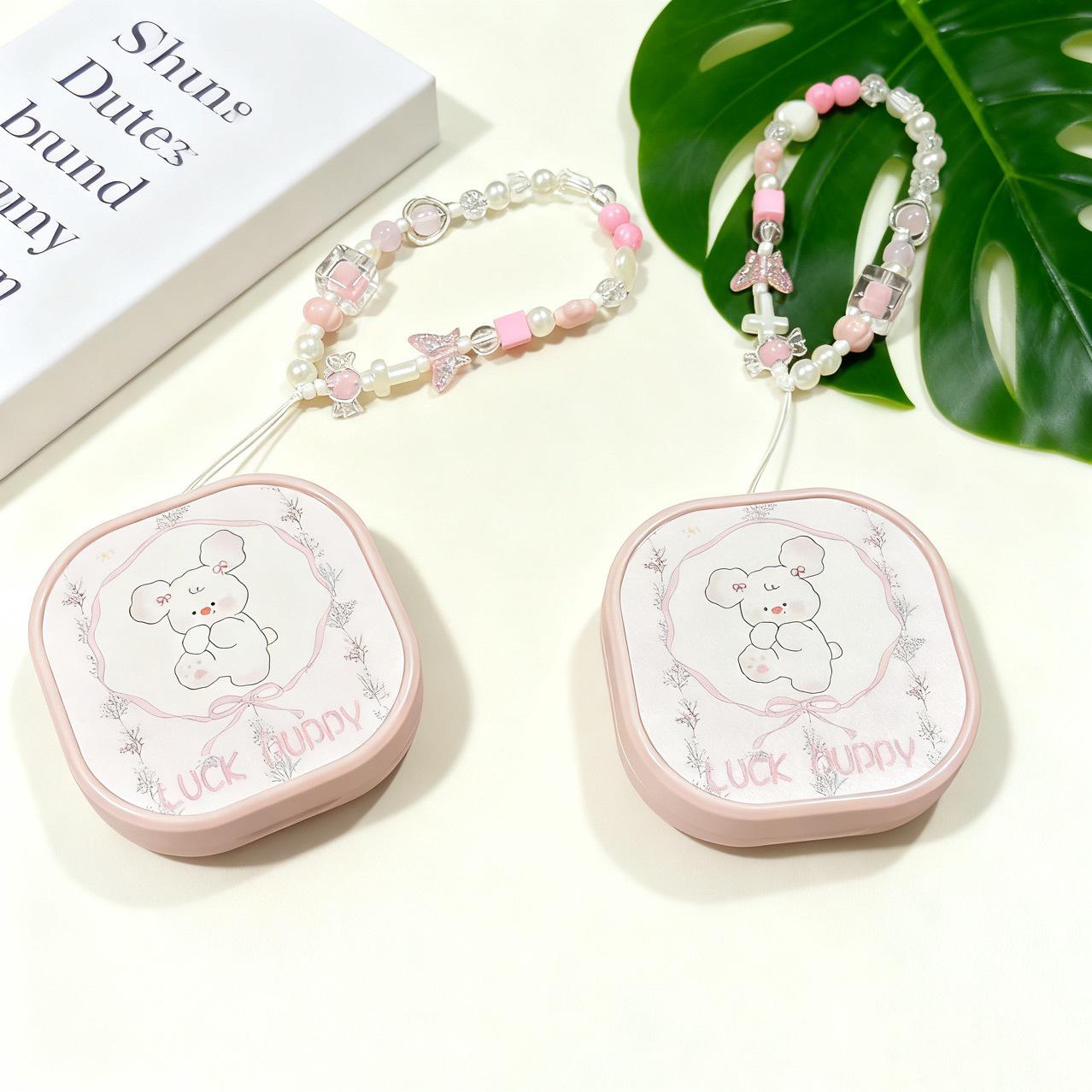 

Cute Cartoon Braces Box with Mirror and Powder Puff Storage Bracelet Only