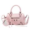 Locomotive Women'S Niche Fashion Rivets Portable Pillow Bag Wide Shoulder Strap Single Shoulder Messenger Bag