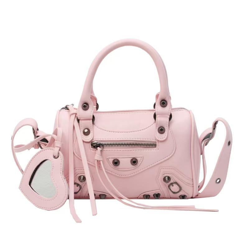 Locomotive Women'S Niche Fashion Rivets Portable Pillow Bag Wide Shoulder Strap Single Shoulder Messenger Bag
