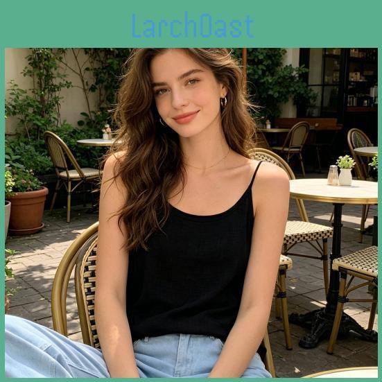 Strap Women Spaghetti Sleeveless Tops Pure Color Camisole Loose Fit Casual Basic Summer Layering Shirt Daily Wear