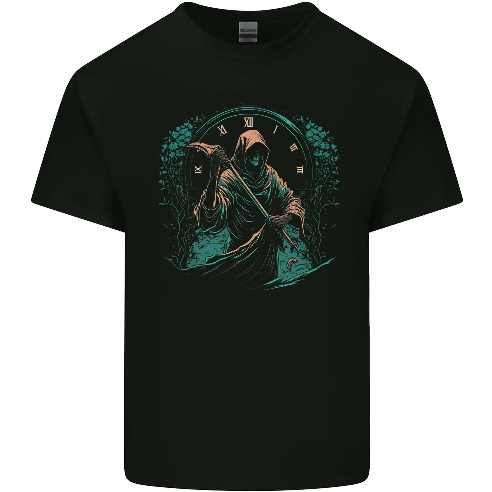 Grim Reaper Time Skull Death Gothic Kids T-Shirt Childrens 3XL