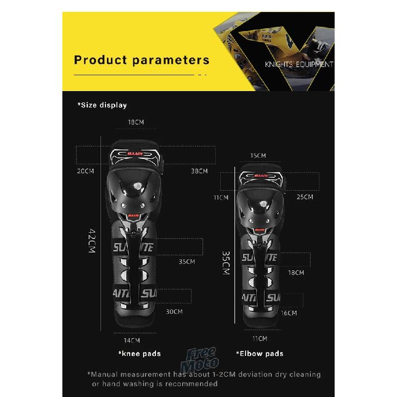 SULAITE Genouillères de Moto pour Homme Coudières Moto Protection Motocross Garde de Pilotage Moto Cross Racing Joelheira VTT