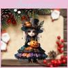 Car Acrylic Pendant With Witch And Pumpkin Design For Halloween Auto Interior