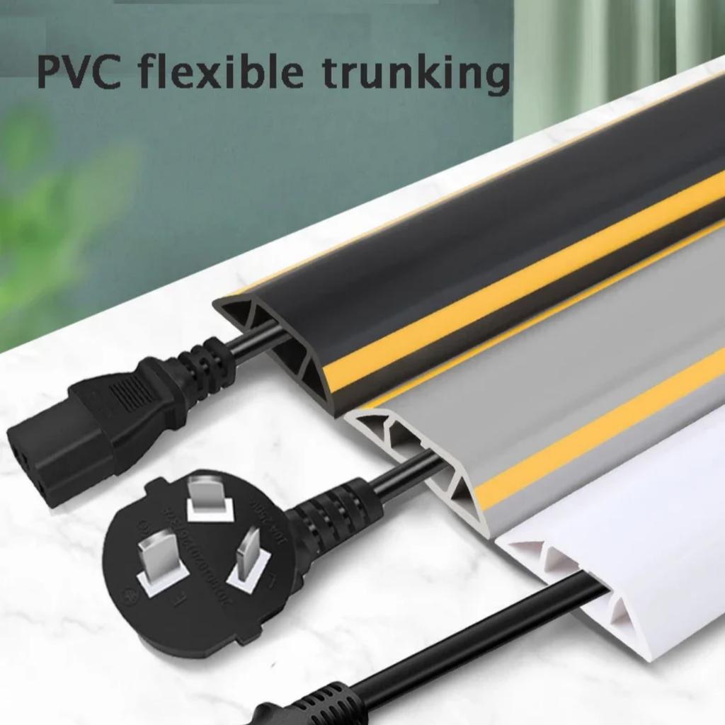 1PC Floor Cable Cover PVC Cord Protector Self-Adhesive Power Cable Protector Electric Wire Duct Slot Cable Manage For Home