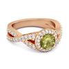 Peridot Halo Akzente Ring - 925 Sterlingsilber Roségold Vergoldet
