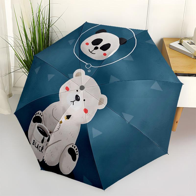 1pc Panda Bear Auto Open/close, All-Season Portable Folding Cute Umbrella for Women & Men, Travel, Everyday, Formal Events - 166