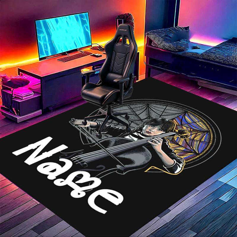 Custom Name Personalized Wednesday Print Carpet, Versatile Home Decor Rug, for Playroom, Apartment, Balcony, Entryway, Hallway Gift
