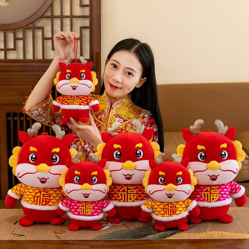 

Нежная кукла-дракон в китайском стиле, плюшевая игрушка-дракон, креативный новогодний дракон, кукла-талисман, Новый год