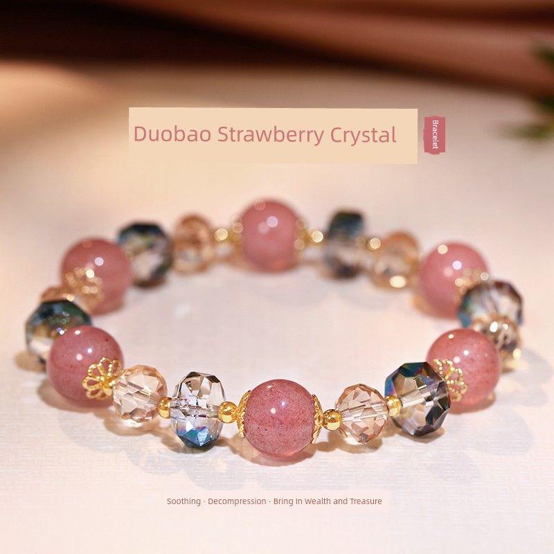 

Light Luxury Niche Exquisite Multi-Treasure Strawberry Crystal Girlfriends Bracelet Women Beaded Crystal Bracelet 2025 New Hand Jewelry Duobao Strawberry Crystal Bracelet