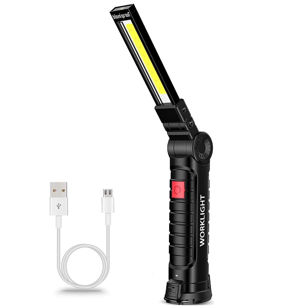 New Portable COB LED Flashlight USB Rechargeable Work Light Magnetic Lanterna Hanging Lamp with Built-in Battery Camping Torch