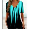 Women's Luxury T Shirts 3d Butterfly Print Short Sleeve V-neck Summer Fashion Casual Gradient Girls Pullover