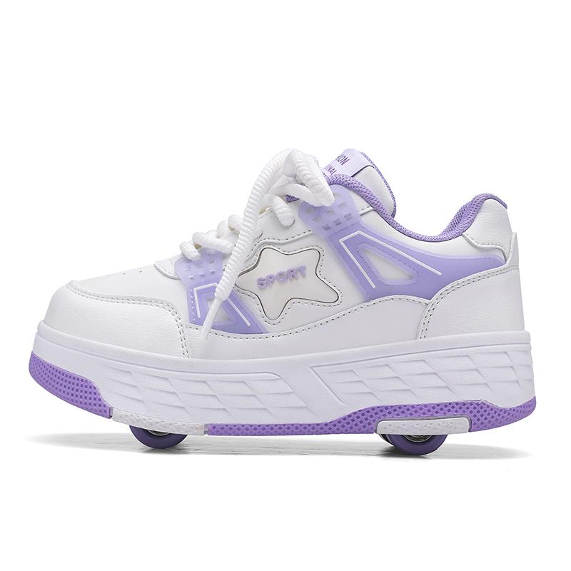 

Осенние роликовые кроссовки на четырех колесах для мальчиков, роликовые коньки, съемные студенческие коньки, детская обувь с колесами 39 фиолетовый
