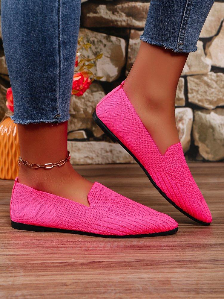 

2025 новые большие размеры туфли на плоской подошве женские модные дышащие туфли из тканого материала с мелким горлом и одной педалью 43 розы красного