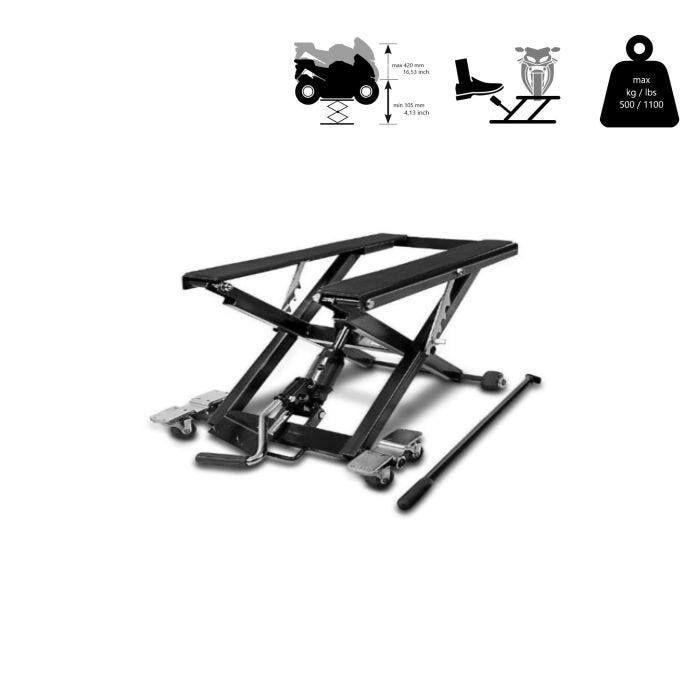Motorrad-Scherenhebebühne - ConStands Mid-Lift XL - 500kg - Verstellbare Höhe 105-420mm - Rutschfest