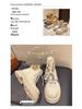 Women's Beige British-Style Retro Motorcycle Boots: Slimming, Thick Sole, Height-Enhancing, Perfect for Spring, Autumn, and Winter.