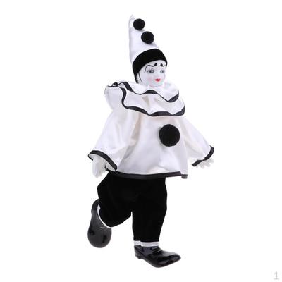 35cm Porcelain Clown Doll with Beautiful Outfit and Ceramic , Gift for Lover Collector,