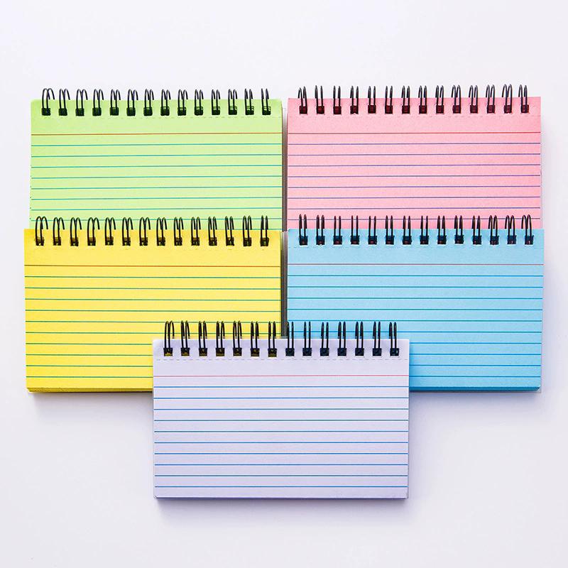 WTEMPO Small Spiral Pocket Notebooks Memo Pads for Home Office School Tearable Horizontal Line Notepads 5 Colored Notebooks 50 Sheets Per Notebook