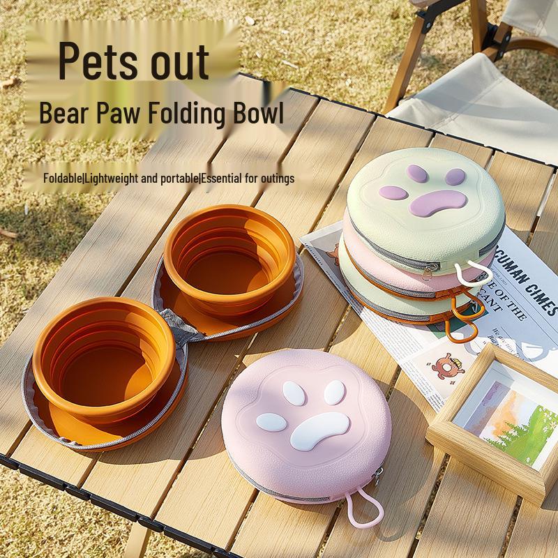 New Foldable Double Dog Bowl: Integrated Design for Outdoor Pet Feeding