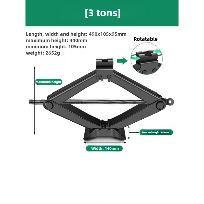 BAOLIAN Car Scissor Jack 3T Auto Emergency Lift Stand Labor-Saving Repair & Tire Replacement Tool and Wrench for SUV Vehicles