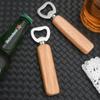 Houten handvat bierflesopener Commerciële houten flesopener Roestvrijstalen flesopener Creatieve flesopener