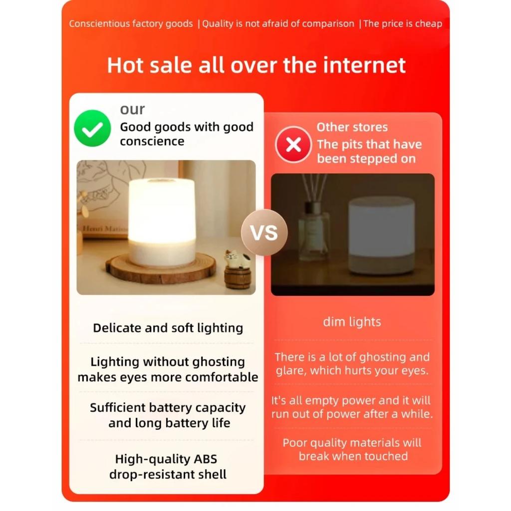 JOYBLISS Touch Night Lamp 3 Modes Dimming Bedroom Bedside Lamp USB Charging Night Light Ambient Light Soft Light Table Lamp for Kids Gift
