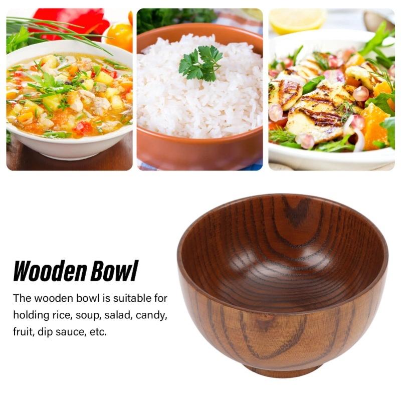 Bol en Bois Fait Main Style Japonais Bol en Bois Vaisselle de Service Pour Nouilles Riz Soupe Sauce Salade