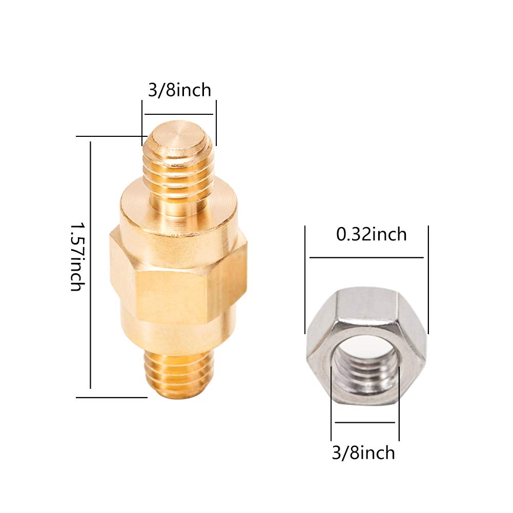 Side Post Battery Terminal Bolt Compatible with GM and Other Accessories to Battery,Standard Battery Post Stud Extender Screws 3/8 16 Stud Bolts,Pack