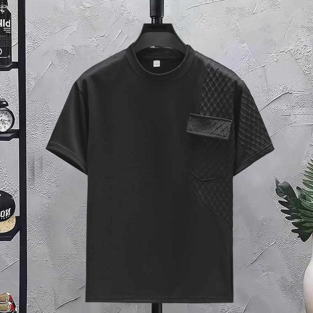 Pánské asymetrické tmavé niche holičské tričko Yamamoto Yohji, velká velikost, krátký rukáv