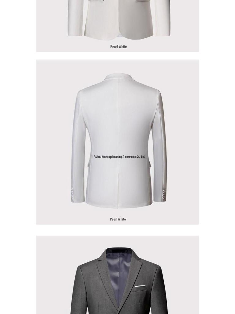 Korean Yellow Double Button Men's 6XL Slim Fit Casual Suit Jacket - Non-Iron