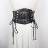 Women's High-End Black Elastic Waist Cincher with Fashion Accessories for Outerwear and Trench Coats