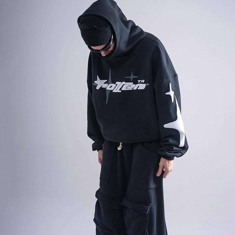 RogueWave Hip Hop Street Pár Mikina Potisk Mikina s Kapucí Volná Ležérní Mikina Tide Pánské Dámské Oblečení