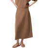 Solid Color Elastic Waist Long Casual Skirt Women Skirts Brown 478325-35