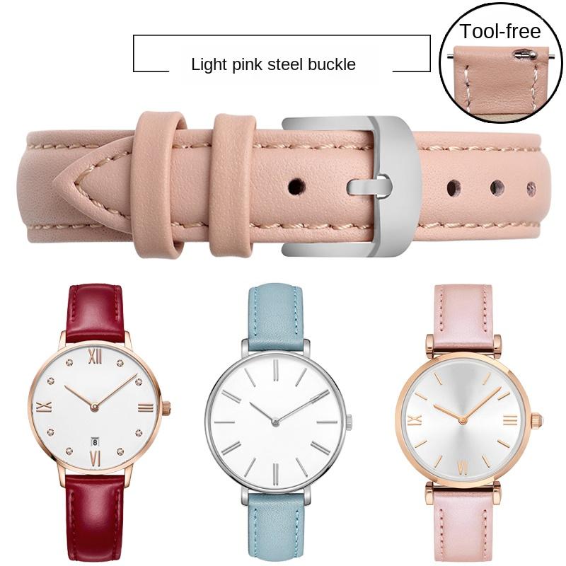 10 12mm 14mm 15mm 16mm 18m Quick Release Strap Women Genuine Leather White Red Pink Blue Cowhide Watch Band Bracelet Accessories