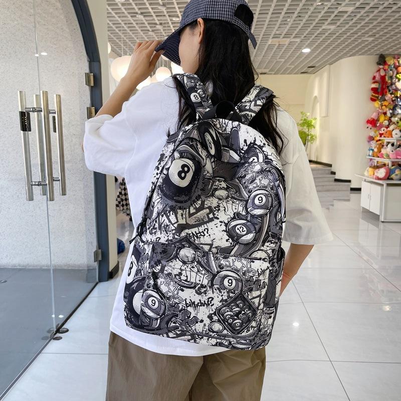 Schulrucksack Amerikanische Persönlichkeit Graffiti Rucksack ins High-School-Schüler College-Student Klasse Schultasche Trendig Mode Große Kapazität Rucksack