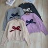 Sweter damski jesienno-zimowy z kokardą, z okrągłym dekoltem, pulower, bielizna wewnętrzna, mały, miękki, kleisty, bazowy, dzianinowy
