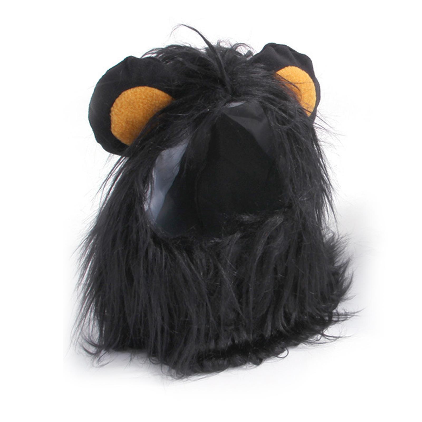 

Головной убор с гривой собаки, льва, домашнее животное на Хэллоуин, косплей, кепка для макияжа, головной убор для кошки, реквизит для переодевания M чёрный