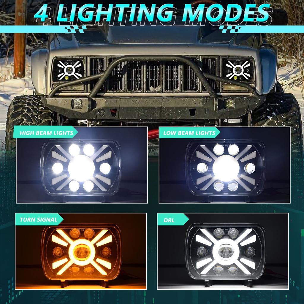 5x7 7x6 Inch H6054 DOT Approved Hi Lo Beam DRL LED Headlight Super Bright 6000K 3500K