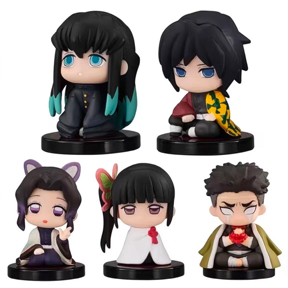 Version Q Anime Figurines Kimetsu No Yaiba Tanjiro Inosuke Zenitsu Pvd Model Doll Collectible Sitting Toys For Kids Adults Children's Birthday Gift