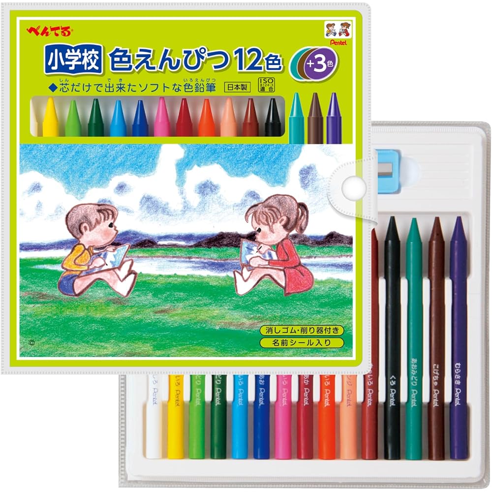 Pentel Elementary School Colored Pencils 12 Colors+3 Colors GCG1-12P3