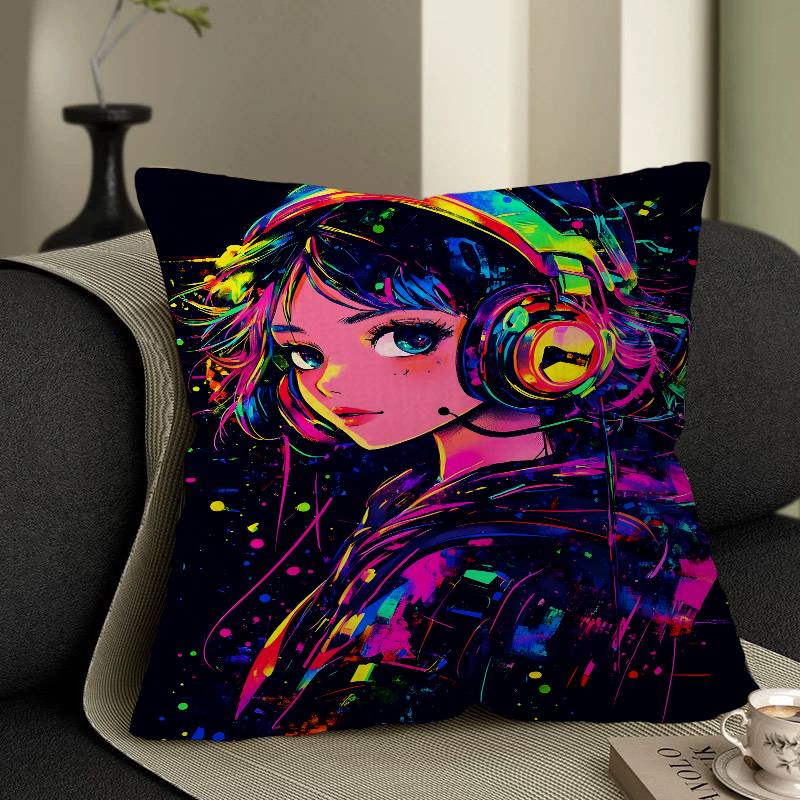Pop Neon Video Game Character Pillow Case Cushion Cover Car Throw Pillow Case For Sofa Car Christmas Gift 40x40cm 45x45cm