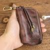 Men's Retro Genuine Leather Waist Key Holder: Large Capacity Cowhide Bucket Bag with Multifunctional Zipper Pouch.