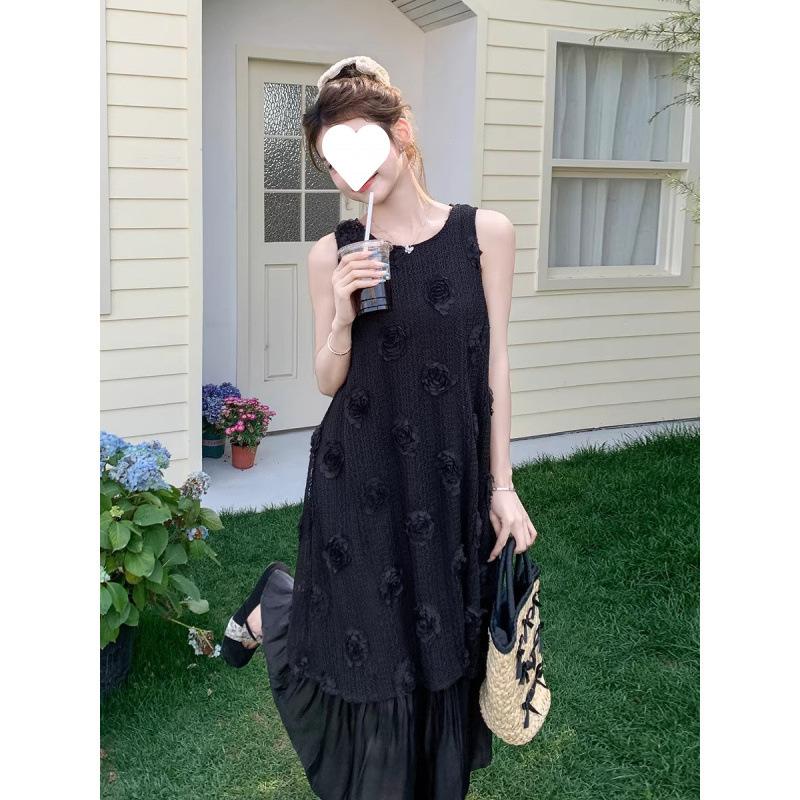 Black New Product Super Good-looking Suspender Dress Women's Summer Dopamine High-end Seaside Vacation Beach Vest Long Dress